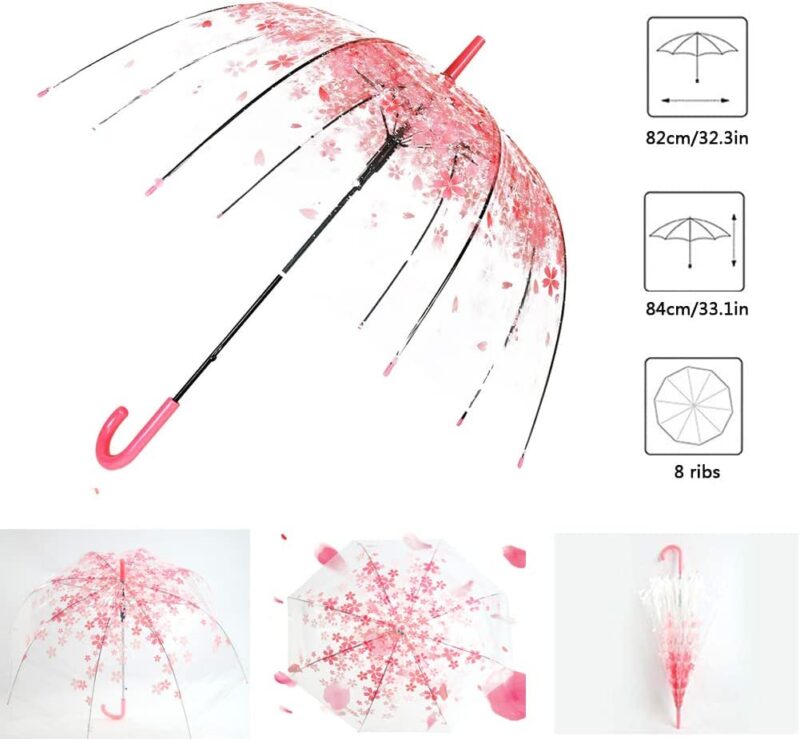 cherry blossoms umbrella cute transparent bubble umbrella clear dome semi automa