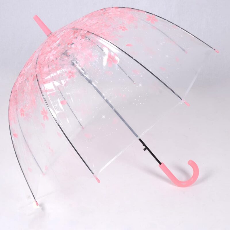 cherry blossoms umbrella cute transparent bubble umbrella clear dome semi automa