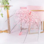 cherry blossoms umbrella cute transparent bubble umbrella clear dome semi automa