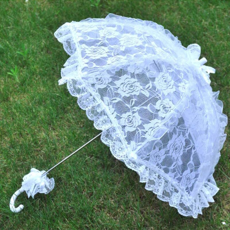 lace floral parasol umbrella decoration wedding bride handmade photography prop
