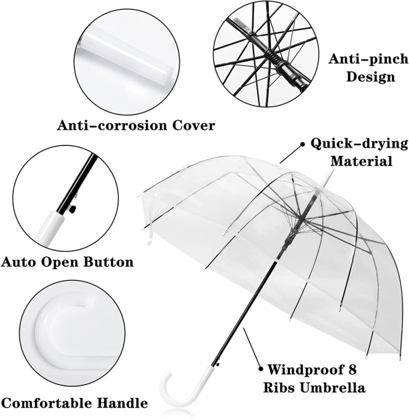 46 inch automatic clear bubble wedding umbrella