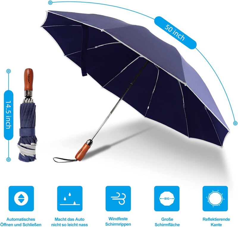 50 inch windproof oversized reverse folding umbrella