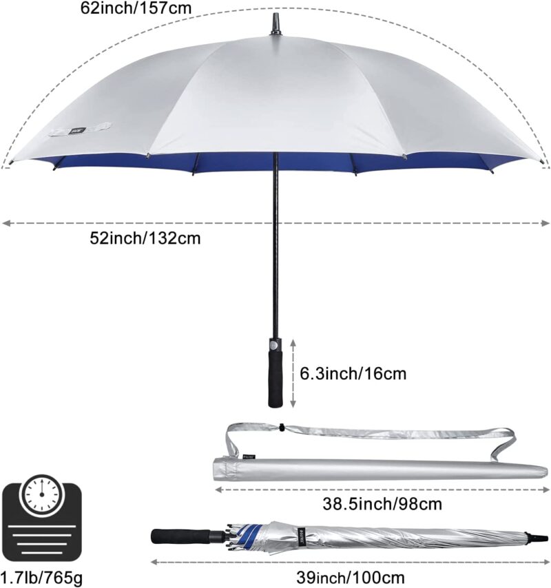 62 inch windproof uv protection oversized golf umbrella