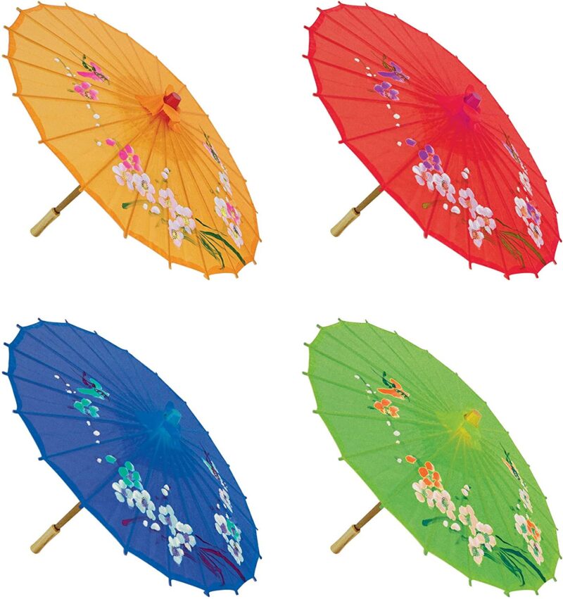 assortment or six 6 30 inch large asian silk umbrella / parasol