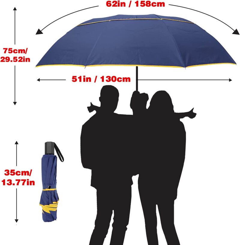 62 inch windproof double canopy oversized golf umbrella