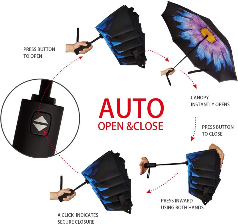 automatic double canopy reverse folding umbrella