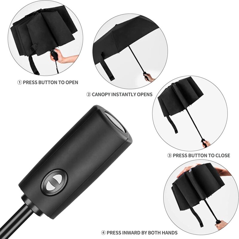 logo automatic windproof compact folding umbrella