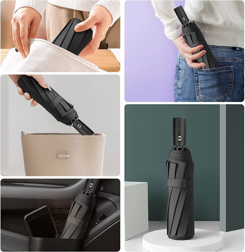 logo automatic windproof compact folding umbrella