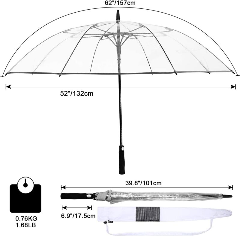 62 inch automatic oversized clear golf umbrella