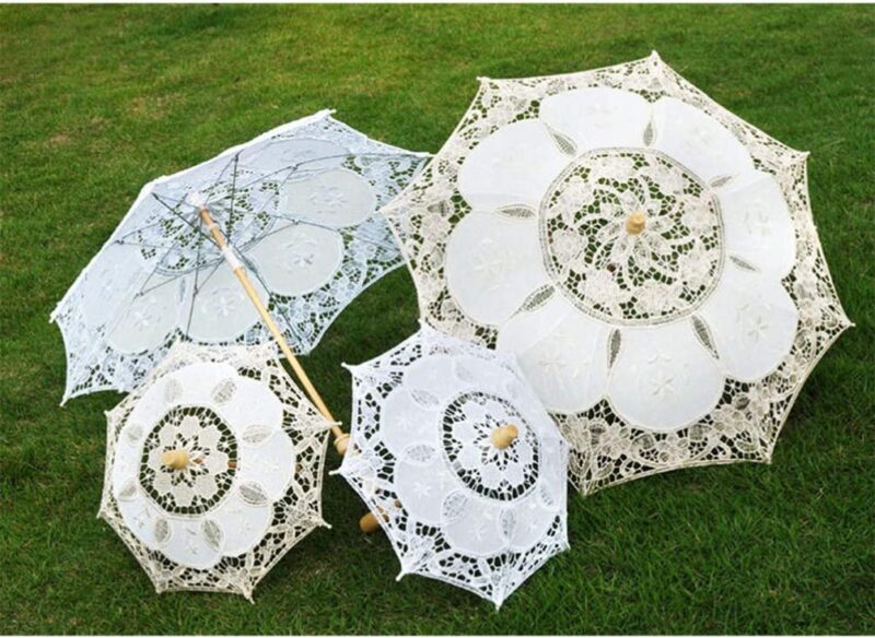 lace umbrella wedding bridal parasol dance romantic umbrella performance props 2pcs 30cm for women girl bridesmaid brid