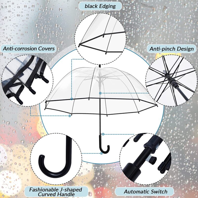 pack of 4 automatic windproof clear bubble umbrella