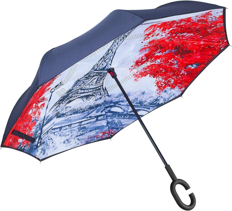 windproof double canopy reverse folding umbrella