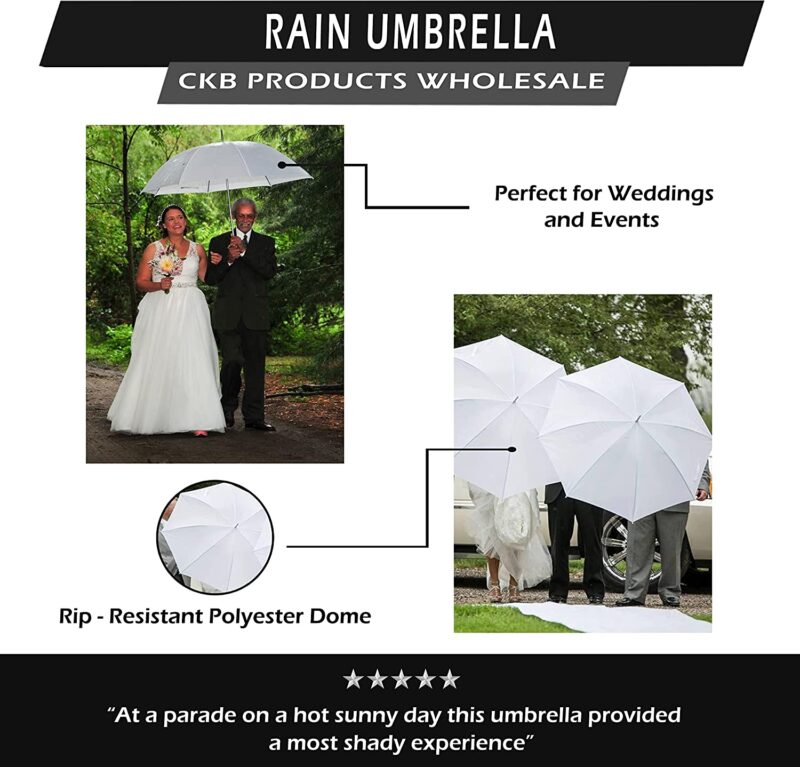 wedding umbrella white large 60 across rip resistant polyester manual o