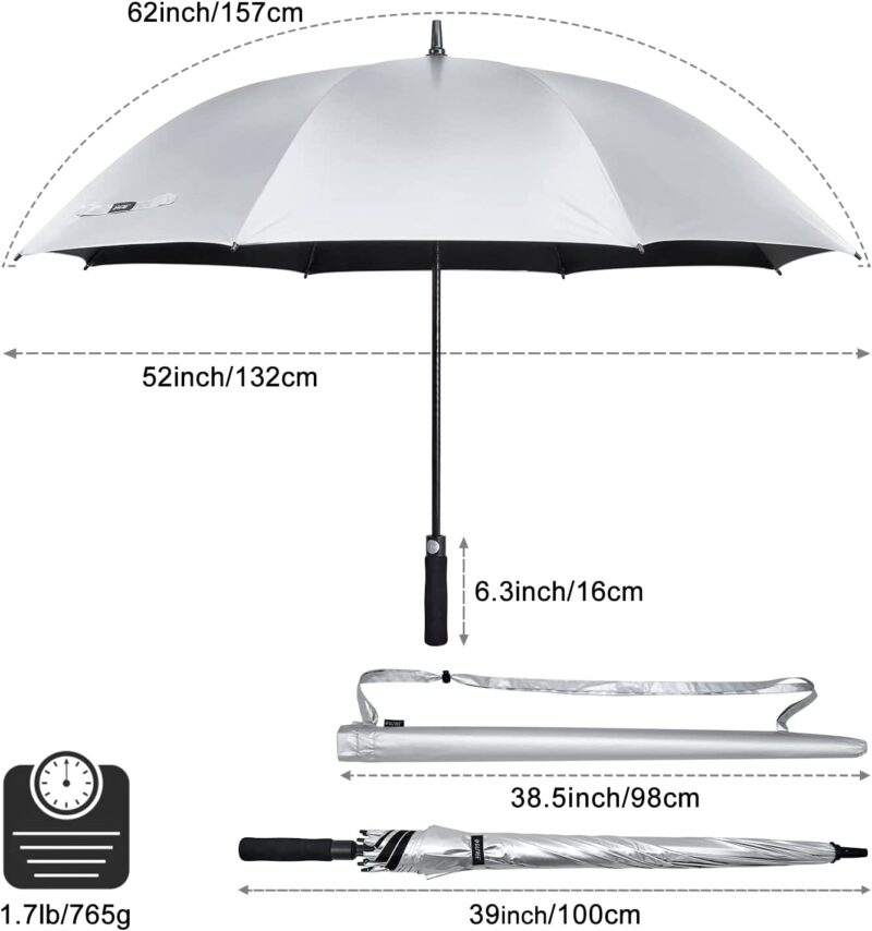 62 inch windproof uv protection oversized golf umbrella