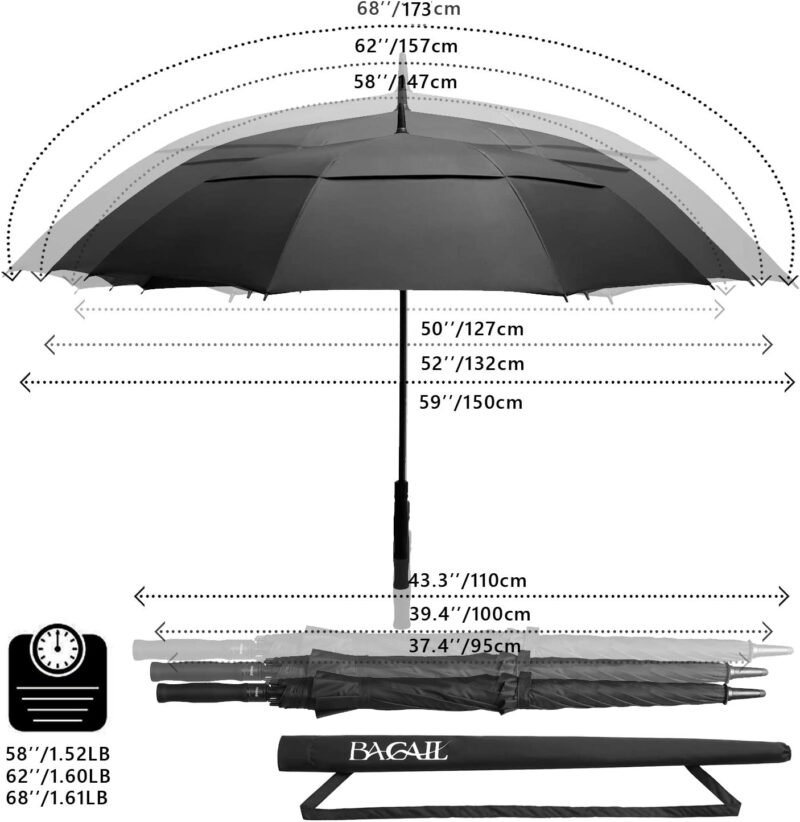 58 inch double canopy oversized golf umbrella