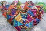 lot of 10 pc indian wedding decorative umbrella lot mirror work outdoor party look cotton fabric mirror work vintage par