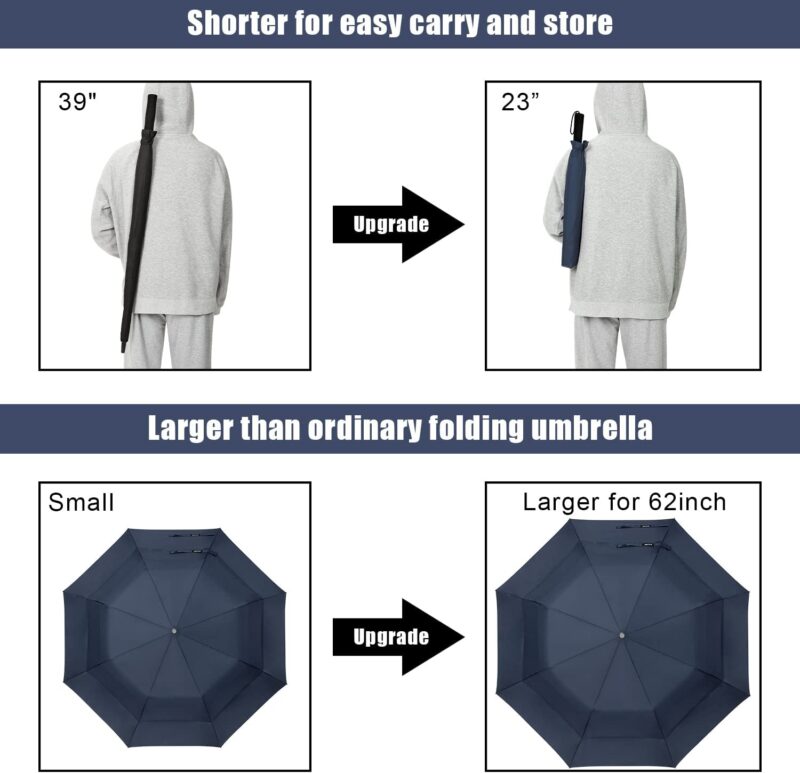 62 inch double canopy portable oversized golf umbrella