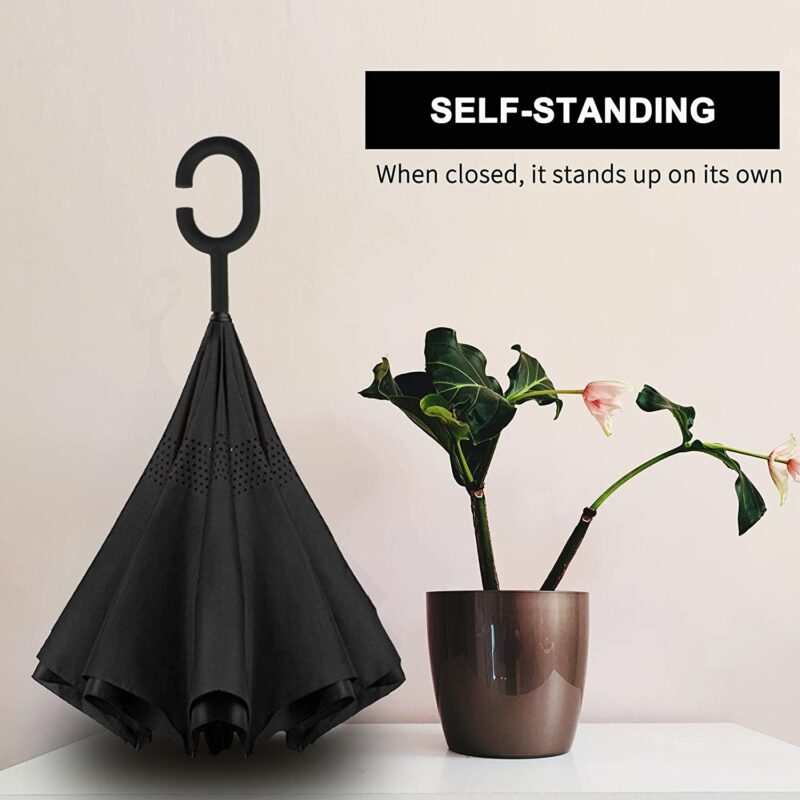 logo windproof uv protection reverse umbrella