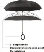 logo windproof uv protection reverse umbrella