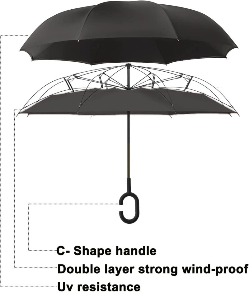 logo windproof uv protection reverse umbrella