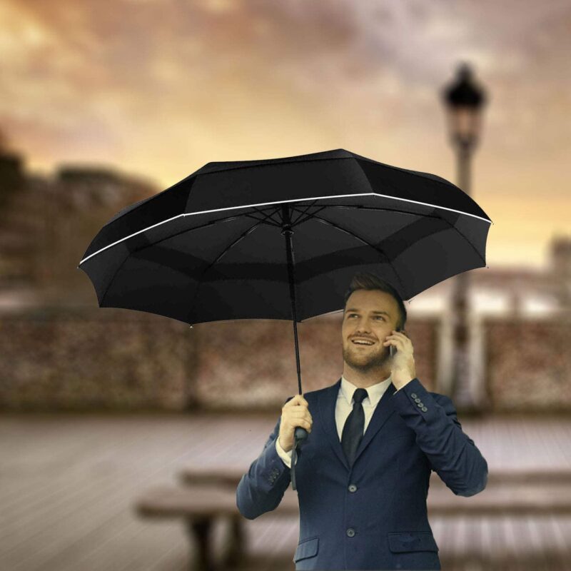 ribs automatic windproof compact folding umbrella