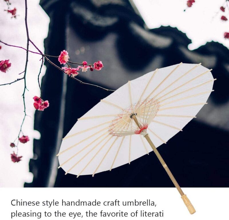 rainproof paper umbrella handmade chinese oiled paper umbrella parasol great for wedding bridesmaids pure white 2