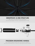 logo windproof uv protection reverse folding umbrella