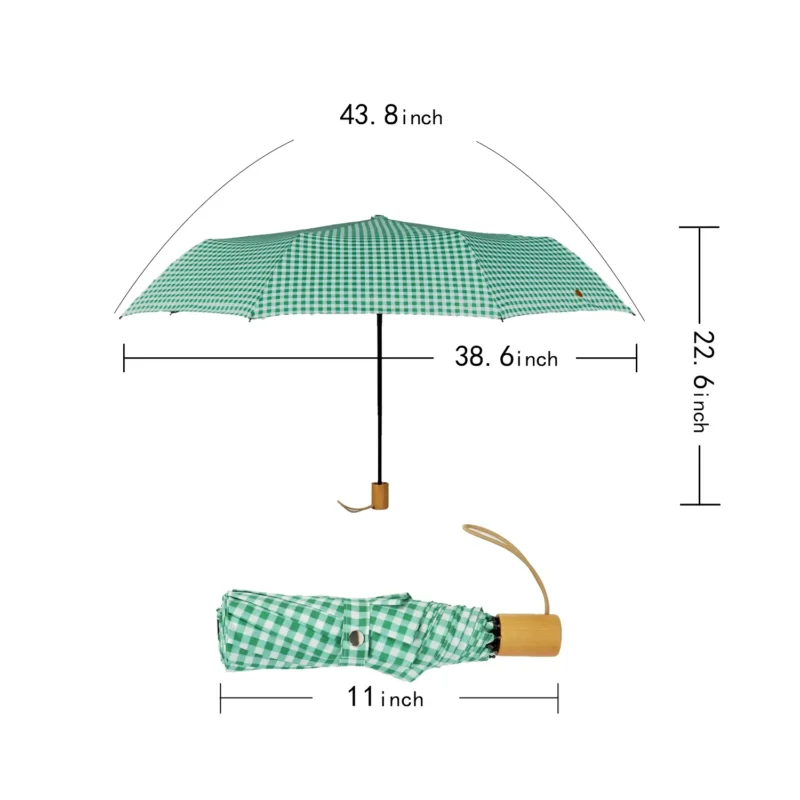 japanese wooden handle windproof compact folding umbrella