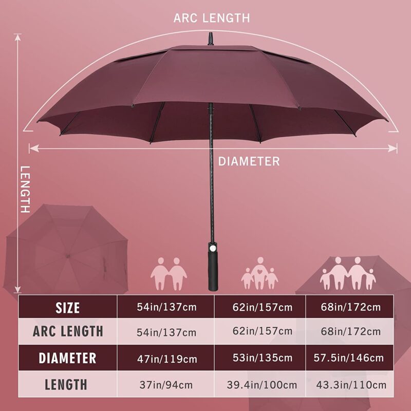 logo 68 inch automatic windproof oversized golf umbrella