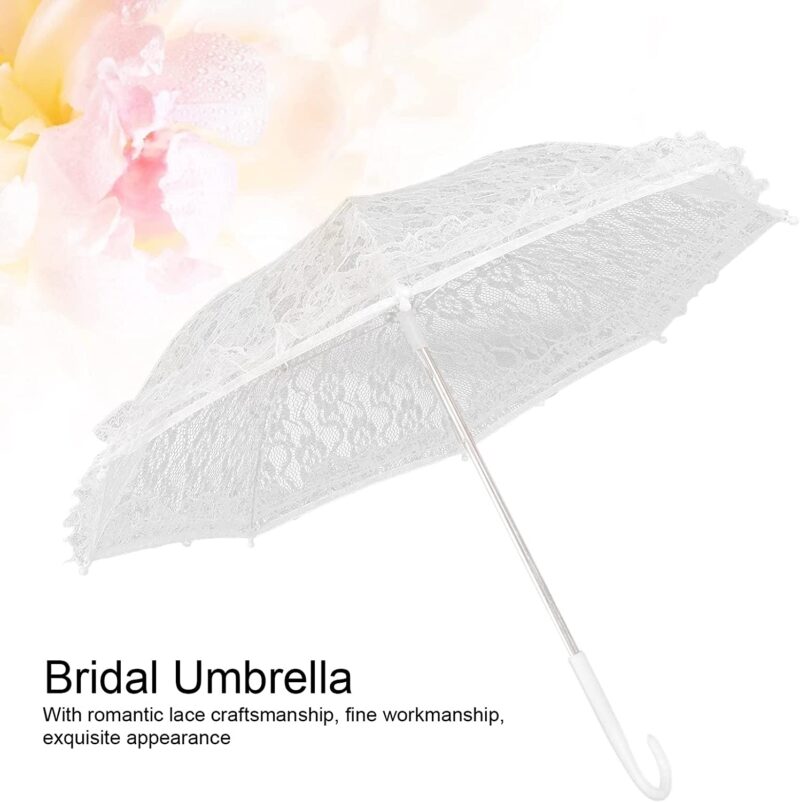 wedding bridal umbrella white decorative lace embroidery umbrella for wedding stage show decoration 48 5cm x 43 5cm / 19