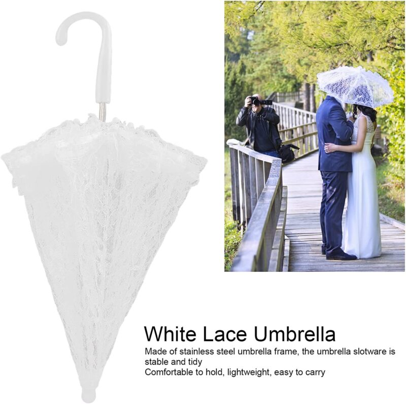 wedding bridal umbrella white decorative lace embroidery umbrella for wedding stage show decoration 48 5cm x 43 5cm / 19