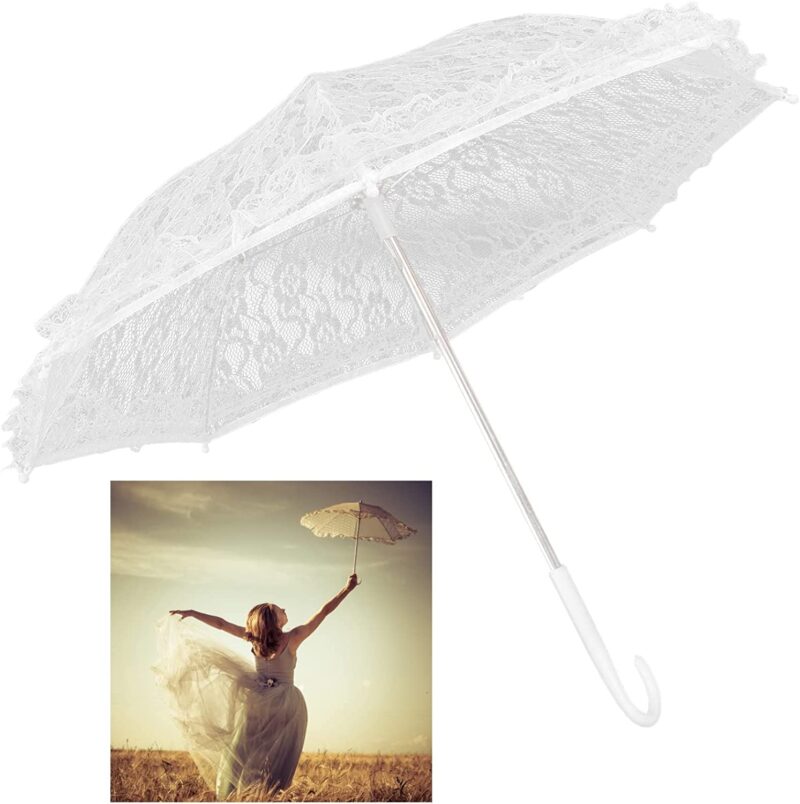 wedding bridal umbrella white decorative lace embroidery umbrella for wedding stage show decoration 48 5cm x 43 5cm / 19