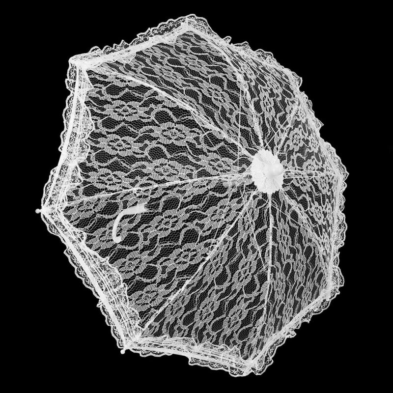 wedding bridal umbrella white decorative lace embroidery umbrella for wedding stage show decoration 48 5cm x 43 5cm / 19