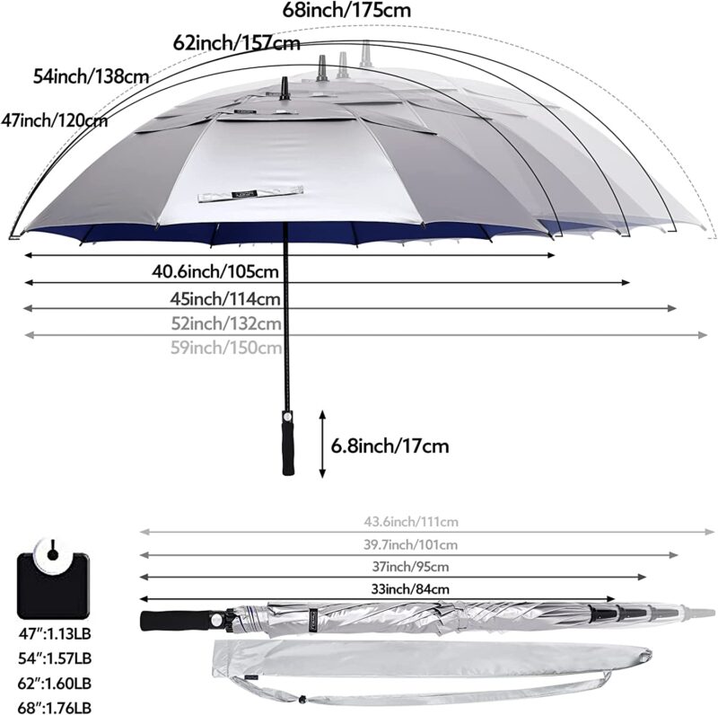 68 inch automatic uv protection golf umbrella