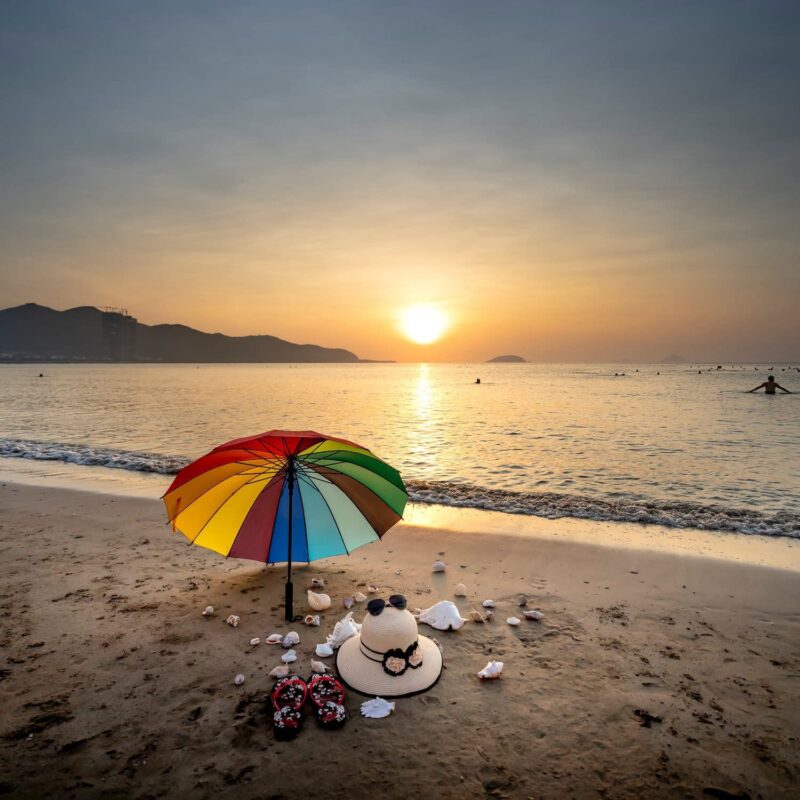 logo uv protection rainbow parasol