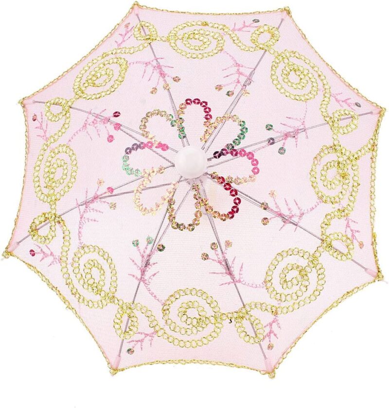 qtqgoitem handmade wedding party sequin ornament lace mini parasol umbrella pink model 380 52d 734 a36 4a6