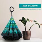 logo windproof uv protection reverse umbrella