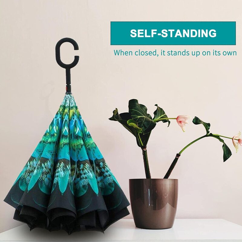 logo windproof uv protection reverse umbrella