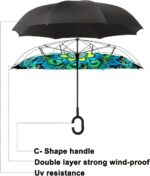 logo windproof uv protection reverse umbrella
