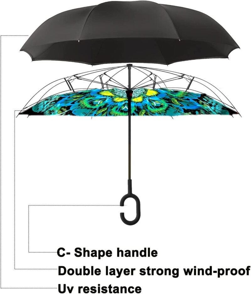 logo windproof uv protection reverse umbrella