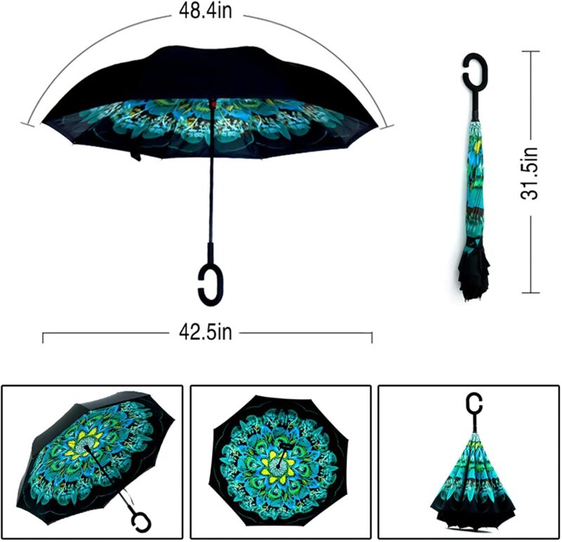 logo windproof uv protection reverse umbrella