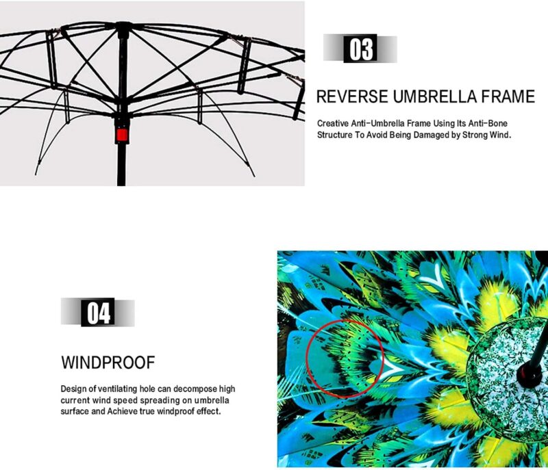 logo windproof uv protection reverse umbrella