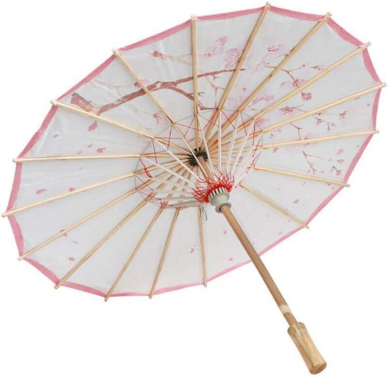 handmade chinese umbrella parasol diy paper umbrellas classical silk cloth umbrella with plum blossoms painting dancin