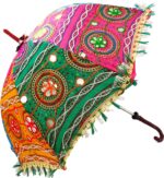 pink forest green parasol