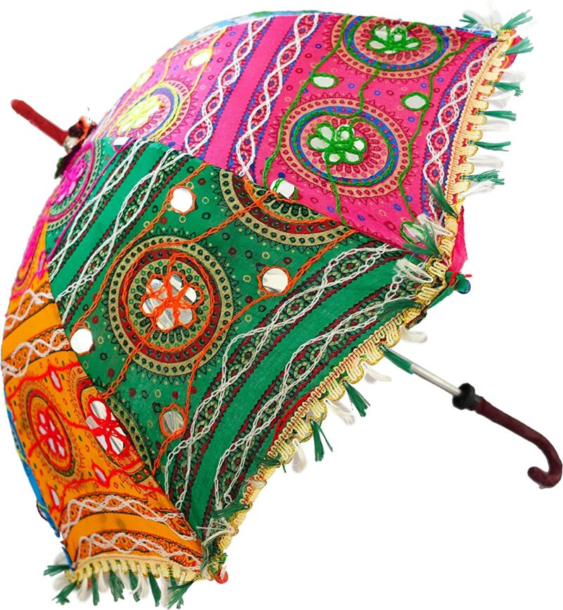 pink forest green parasol