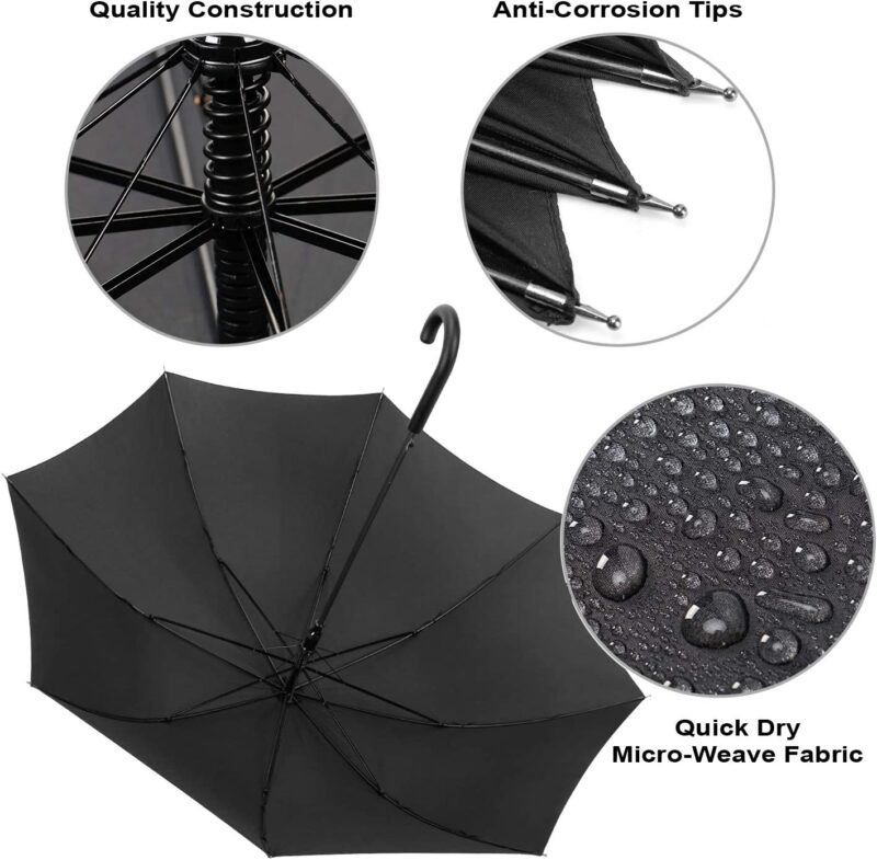 pack of 12 parties events stick umbrellas large canopy windproof automatic j hook handle i