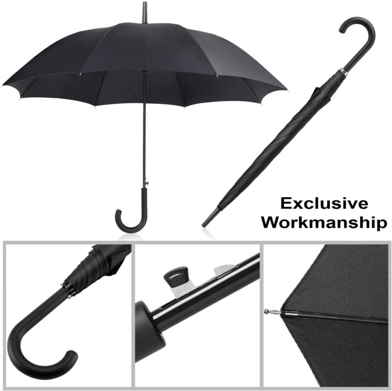 pack of 12 parties events stick umbrellas large canopy windproof automatic j hook handle i