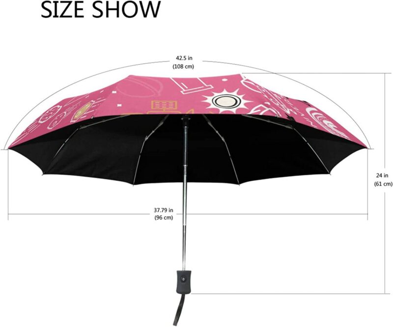 acpiggto folding umbrella space science universe rocket planet pink travel sun rain compact umbrella parasol outdoor aut