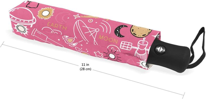 acpiggto folding umbrella space science universe rocket planet pink travel sun rain compact umbrella parasol outdoor aut