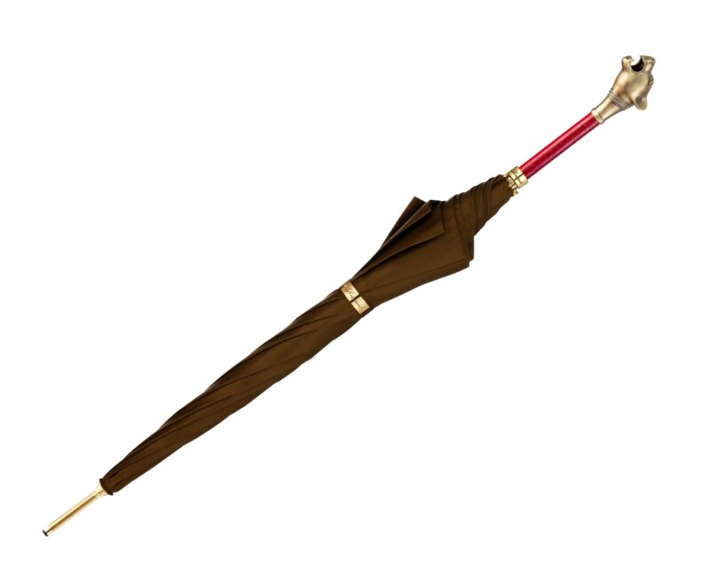 white steel leopard long handle umbrella